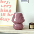Contemporary Striped Mushroom Glass Table Lamp - 1 Light