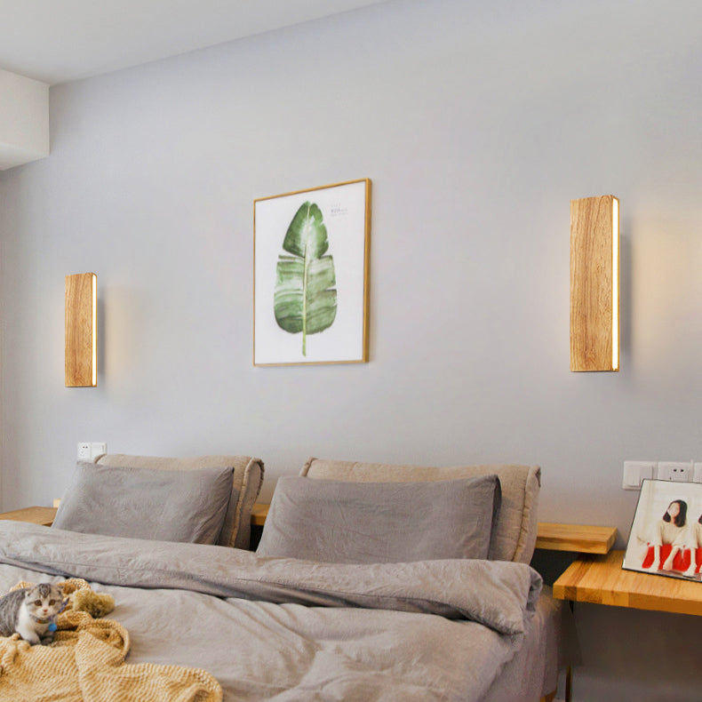 Elegant Solid Wood LED Wall Sconce Lamp