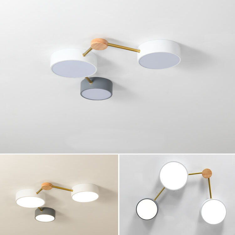 Scandinavian Minimalist Solid Wood and Iron LED Flush