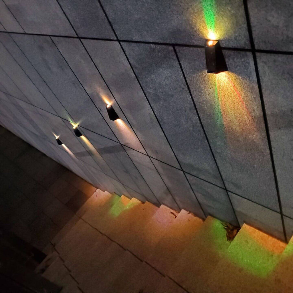Premium Solar RGB Trapezoid Outdoor LED Wall Sconce Lamp