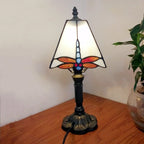 Vintage European Tiffany Square Stained Glass Table Lamp - 1 Light