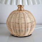Nordic Rattan Pleated LED Table Lamp for Bedroom
