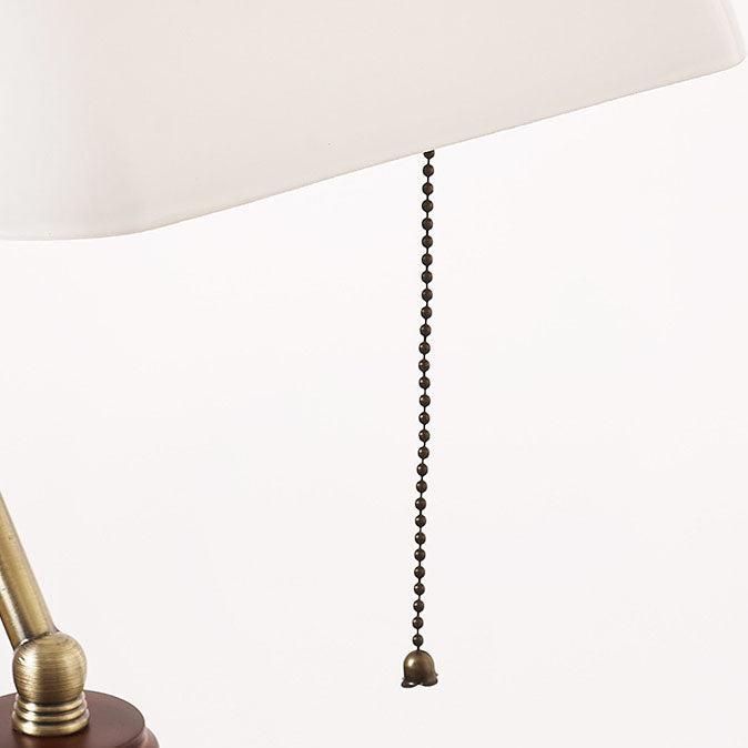 Vintage Solid Wood Glass Table Lamp with Zipper Shade - 1 Light