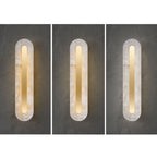 Premium Brass and Marble Oval LED Wall Sconce