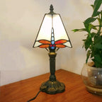 Vintage European Tiffany Square Stained Glass Table Lamp - 1 Light