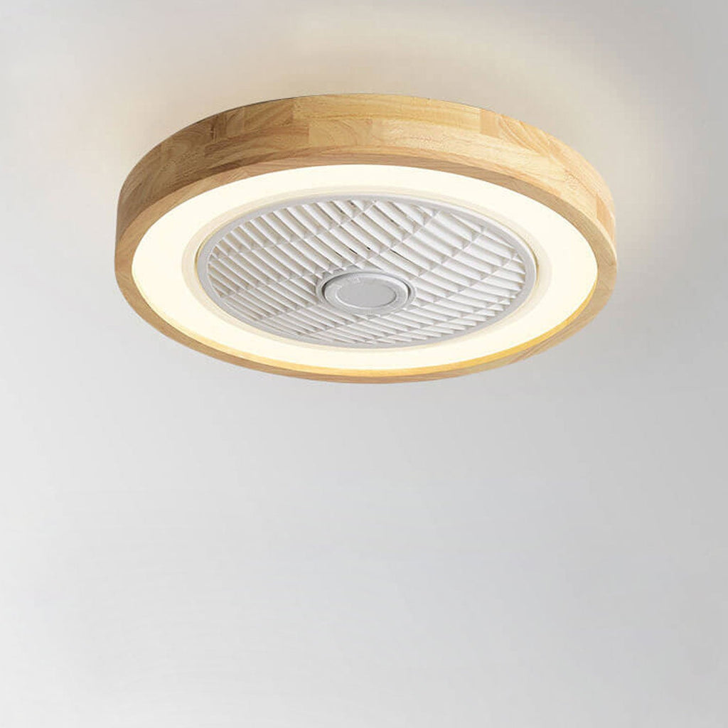 Contemporary Wood Geometric LED Semi-Flush Mount Ceiling Fan Light