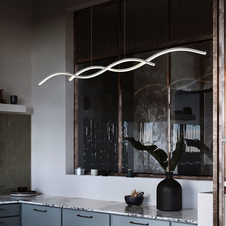 Nordic Minimalist LED Chandelier with Long Wave Design
