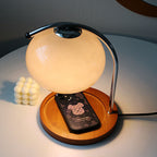 Premium Vintage Glass Dome Table Lamp with Solid Wood Base - 1-Light Melting Wax Design