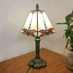 Vintage European Tiffany Square Stained Glass Table Lamp - 1 Light