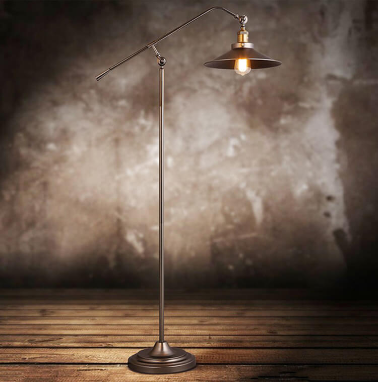 Premium Industrial Bronze 1-Light Floor Lamp with Adjustable Boom Arm