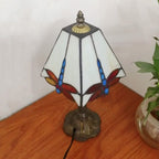 Vintage European Tiffany Square Stained Glass Table Lamp - 1 Light
