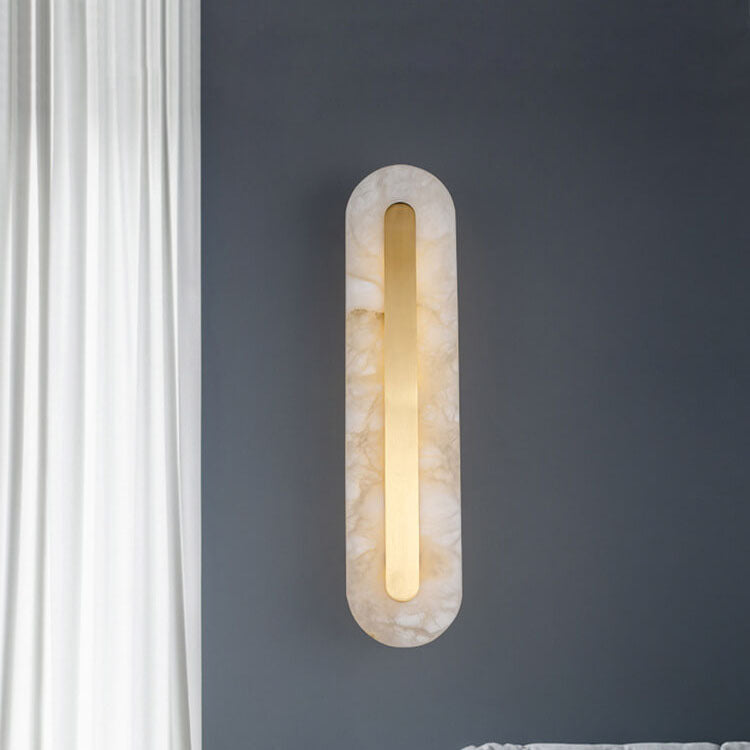 Premium Brass and Marble Oval LED Wall Sconce