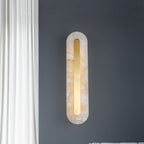 Premium Brass and Marble Oval LED Wall Sconce
