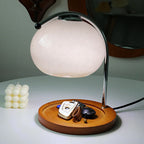 Premium Vintage Glass Dome Table Lamp with Solid Wood Base - 1-Light Melting Wax Design