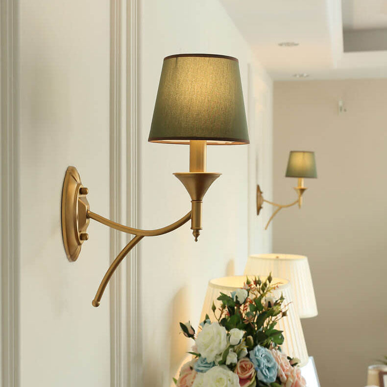 Iron & Fabric Mushroom Wall Sconce