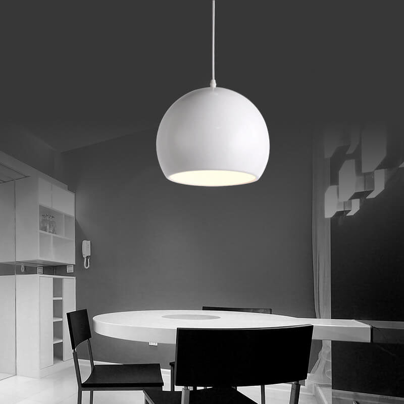 Contemporary Round Iron Pendant Light - Single Light, Solid Color