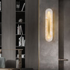 Premium Brass and Marble Oval LED Wall Sconce