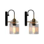 Modern LED Wall Sconce with Round Wavy Glass Shade