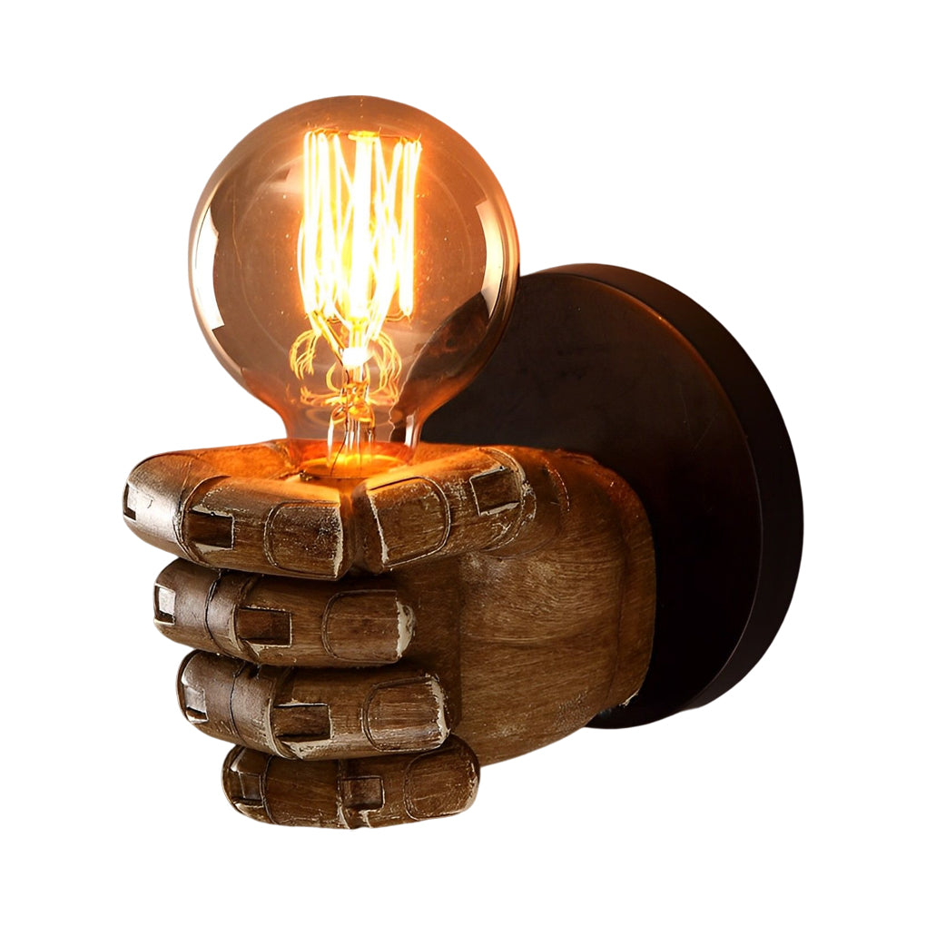 Retro Industrial Resin Hand Fist Wall Sconce Lamp