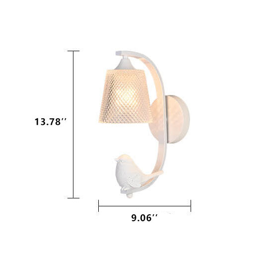 Glass Shade Resin Bird Wall Sconce