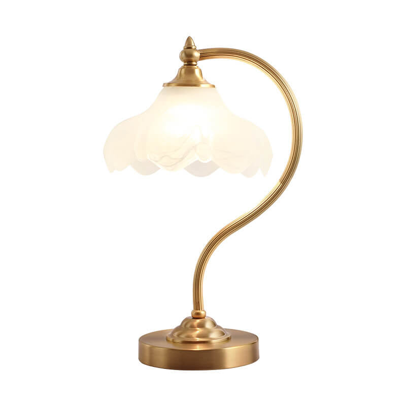 Elegant Vintage Brass Table Lamp with Glass Petal Shade - 1 Light