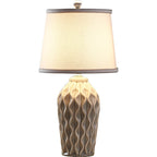 Contemporary Fabric and Ceramic 1-Light Table Lamp with Ice Crack Finish