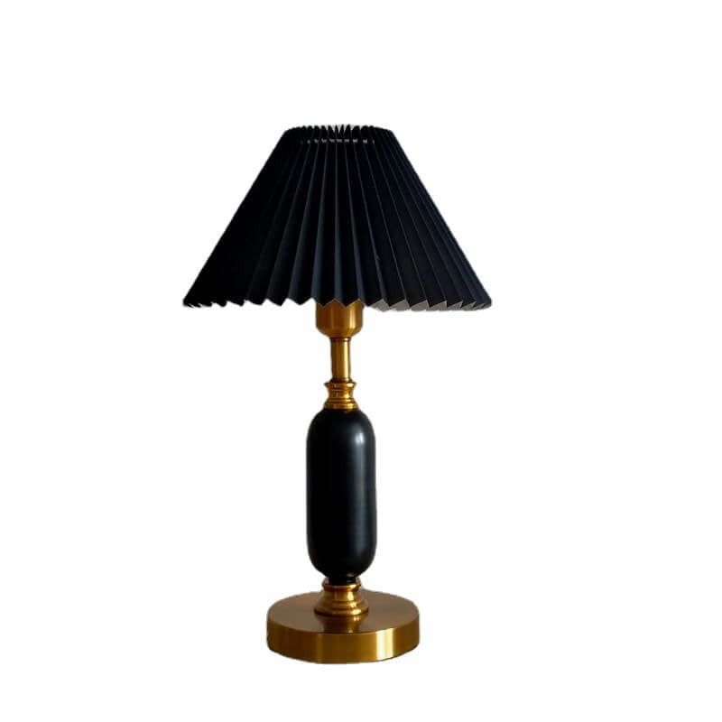 Vintage Pleated Shade Column Table Lamp - 1 Light