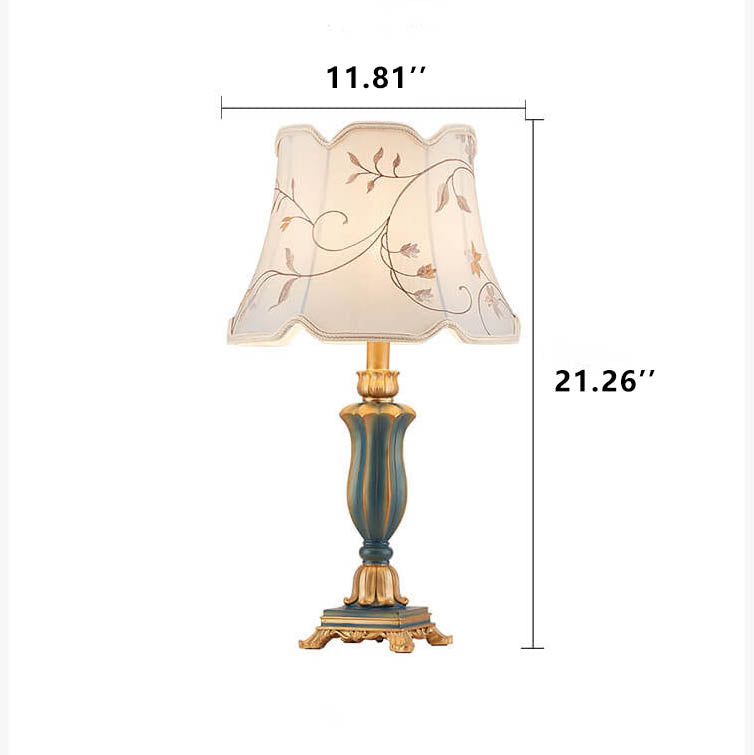 Classic Round Fabric and Resin Table Lamp - 1 Light