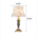 Classic Round Fabric and Resin Table Lamp - 1 Light