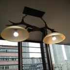 Vintage Antler Glass Bowl Chandelier
