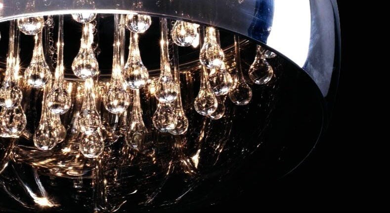 Elegant 6-Light Crystal Chandelier with Modern Glass Shade