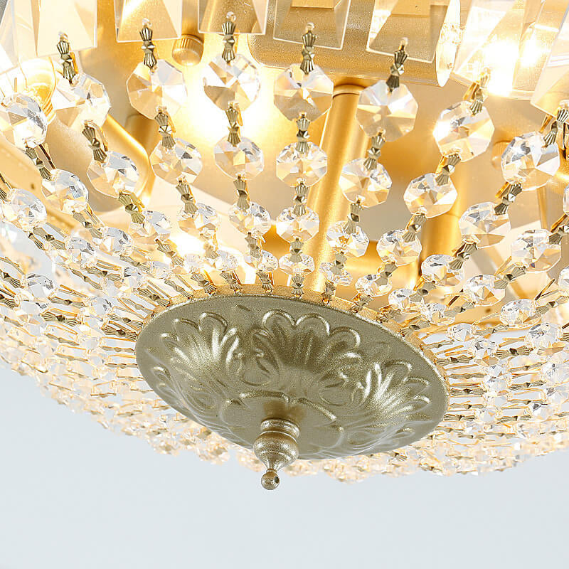 Vintage Crystal Flush Mount Ceiling Light - 4/6 Lights