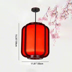 Contemporary Wooden Lantern Pendant Light with Faux Sheepskin - 1-Light