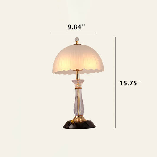 Premium Textured Glass Dome Shade 2-Light Table Lamp