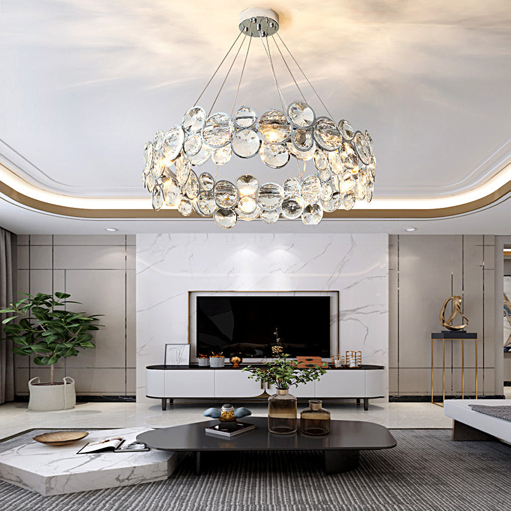 Modern Crystal Electroplated Round Bubble Chandelier