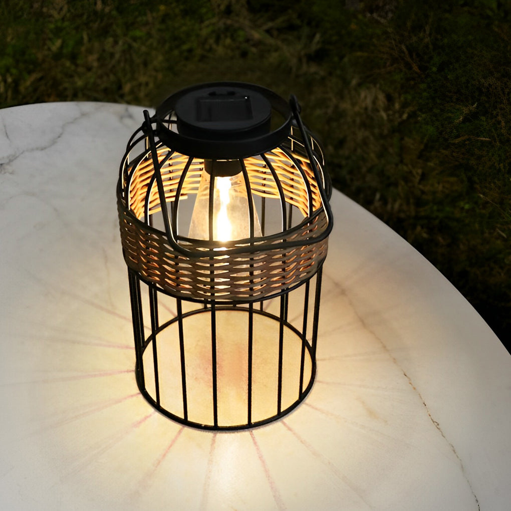 Premium Solar-Powered Rattan Lantern Night Light - Waterproof & Portable