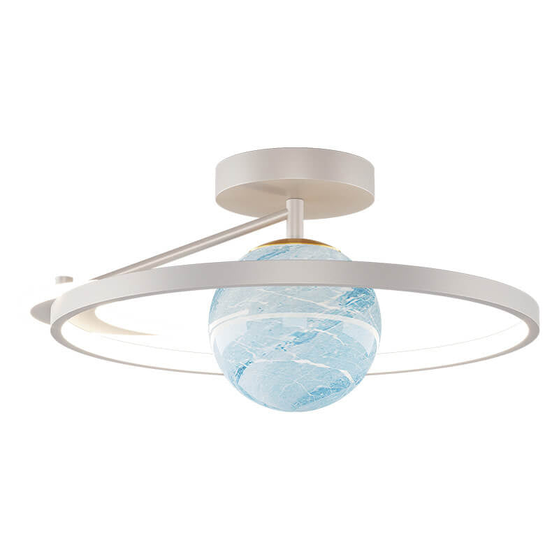 Contemporary LED Planet Globe Semi-Flush Mount Ceiling Light