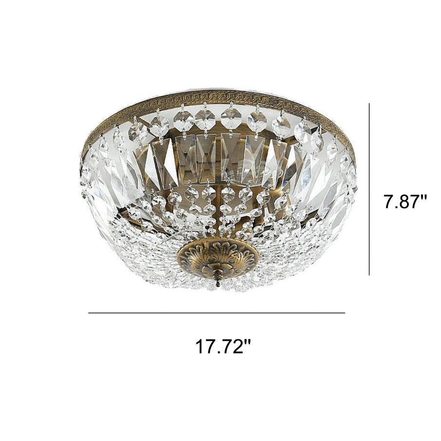 Vintage Crystal Flush Mount Ceiling Light - 4/6 Lights