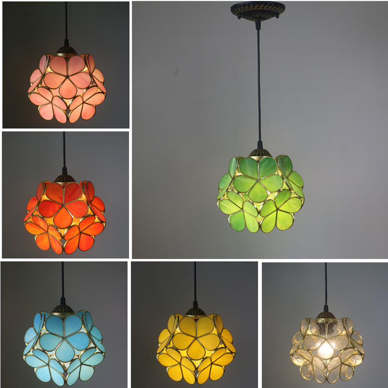 Premium Vintage Stained Glass Petal Pendant Light
