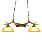Vintage Antler Glass Bowl Chandelier