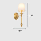 Contemporary Brass Wall Sconce, Fabric Shade