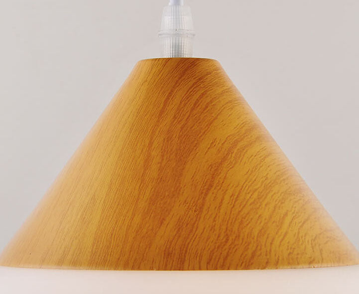Nordic Wood Grain Cone Pendant Light - 1-Light Glass Fixture
