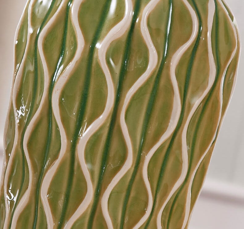 Contemporary Fabric and Ceramic 1-Light Table Lamp with Ice Crack Finish