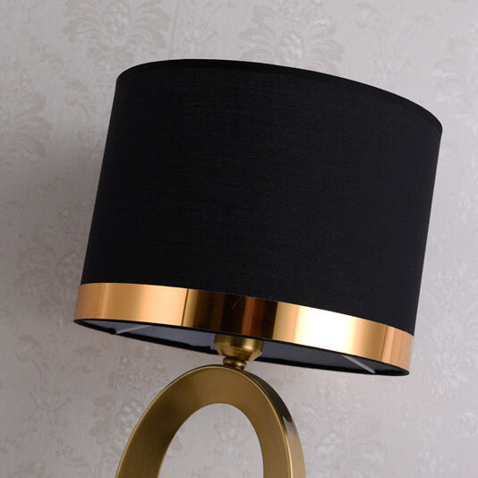 Elegant Fabric Table Lamp with 1-Light Ring Base