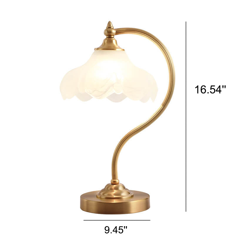 Elegant Vintage Brass Table Lamp with Glass Petal Shade - 1 Light