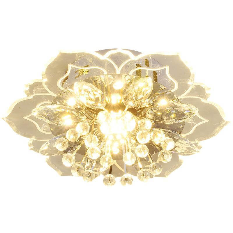 Elegant Crystal Flower LED Flush Mount Ceiling Light
