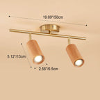 Nordic Minimalist Walnut Wood LED Linear Track Ceiling