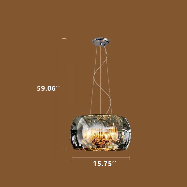Elegant 6-Light Crystal Chandelier with Modern Glass Shade