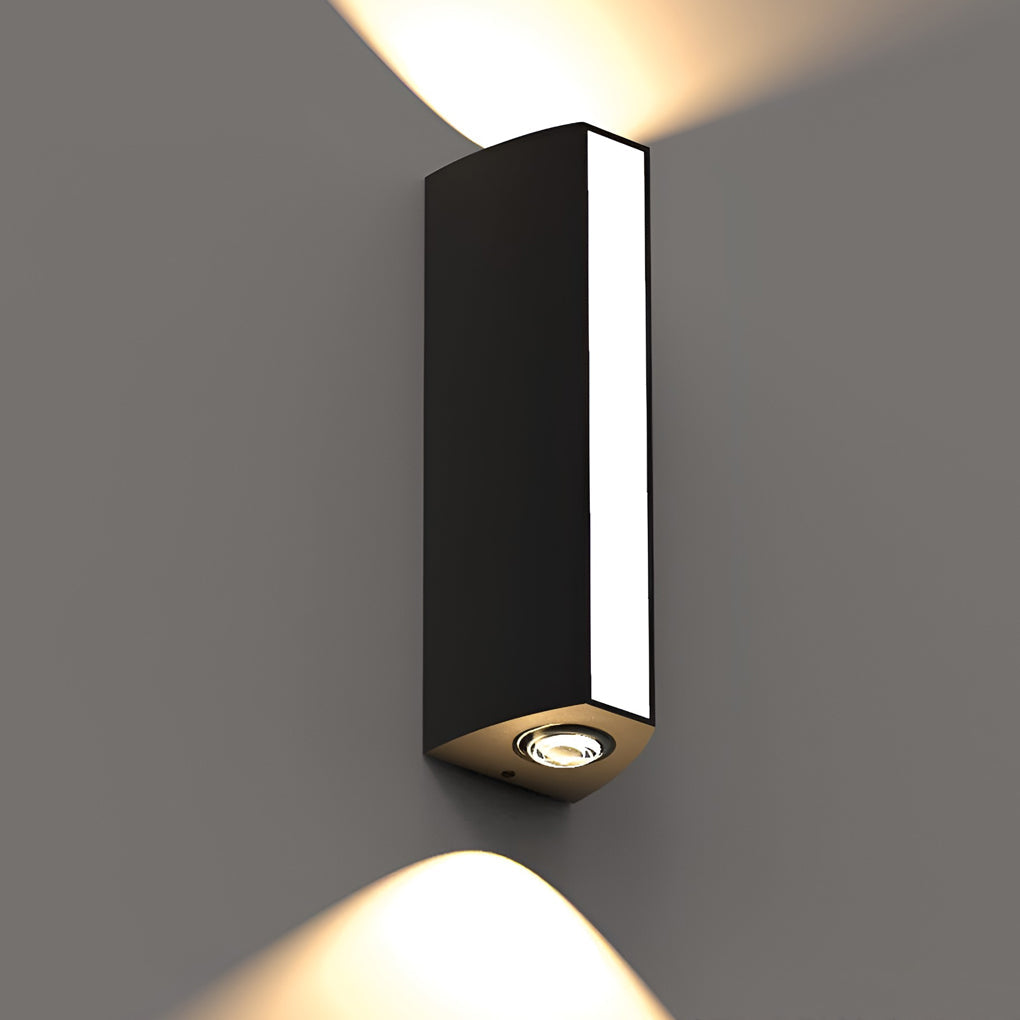 Modern Waterproof Black Rectangular LED Wall Lamp - Up and Down Lighting