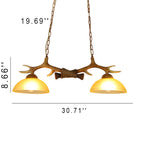 Vintage Antler Glass Bowl Chandelier